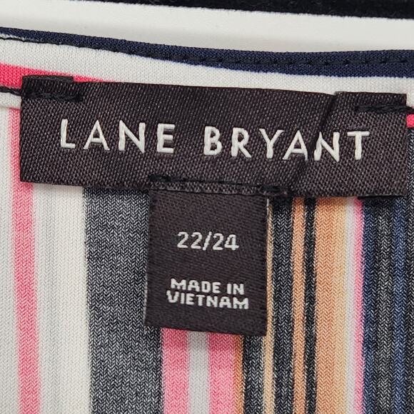 Lane Bryant Multicolor Illusion Stripe Peplum Tunic Faux Wrap Plus Women's 22/24 - Picture 3 of 11